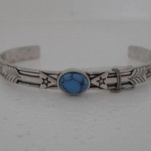 Native Inspired Cuff Bracelet with Blue Stone